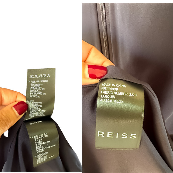 REISS Tarquin Double Layer Navy Blue Womens Business Dress With Necklace Size XS - Picture 8 of 14